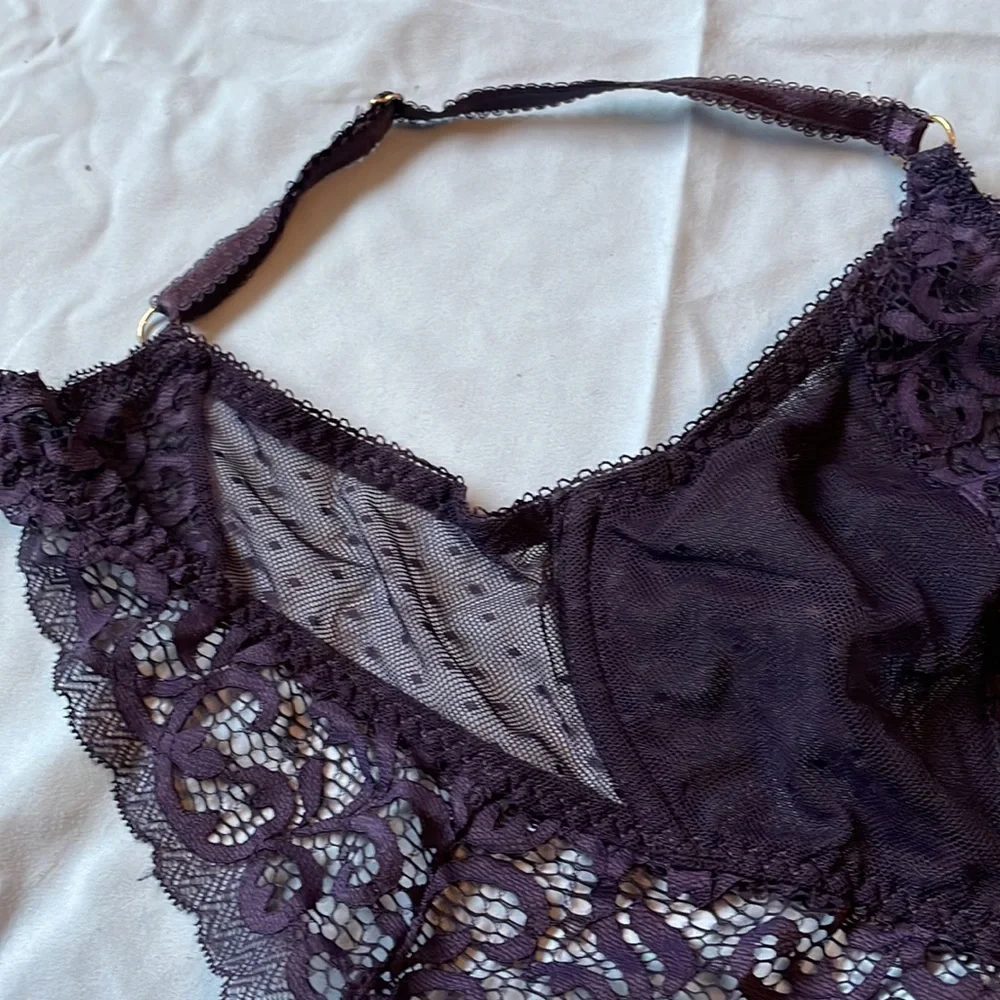 BLUSH lingerie purple see through lace bralette - Picture 3 of 11